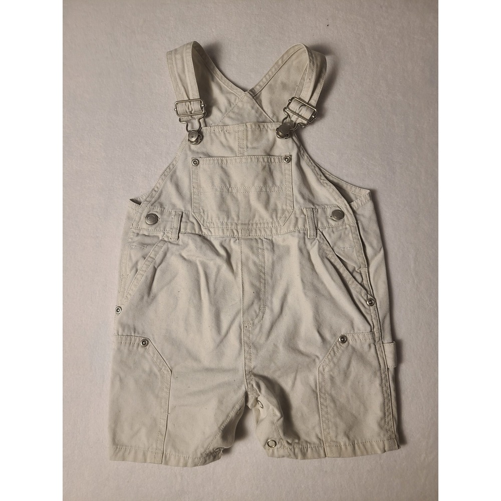VTG First Impressions Carpenter Overalls Kids 18M Beige Canvas Shortalls Basic